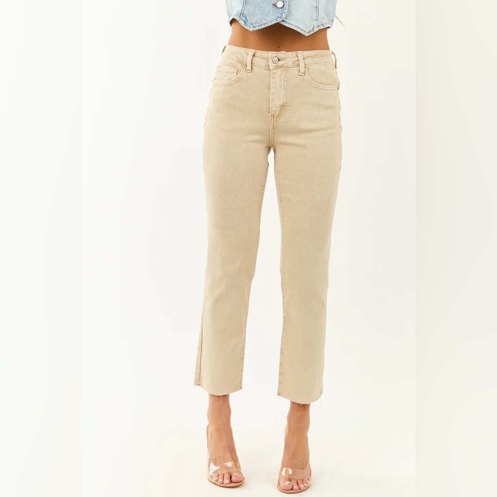 Zenana high rise crop straight jeans